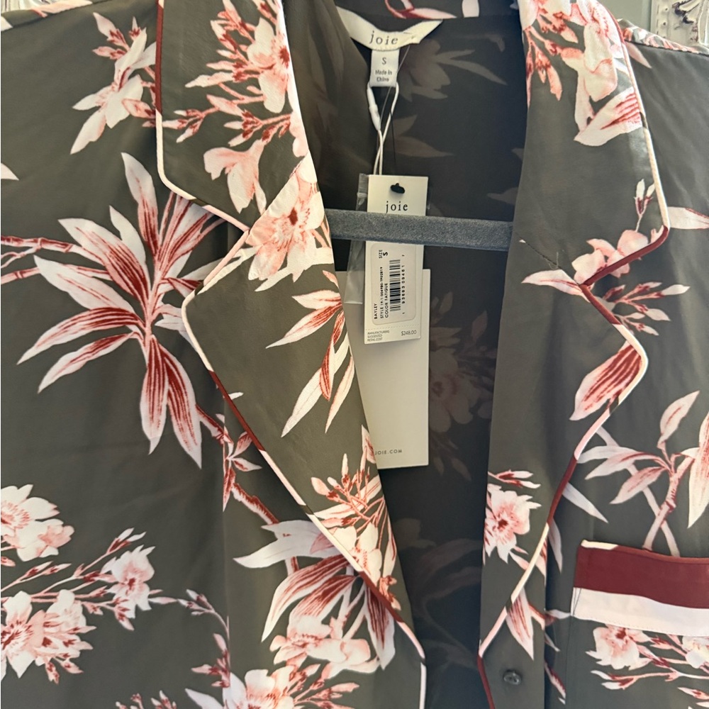 Joie Dark Floral Button-Up Top